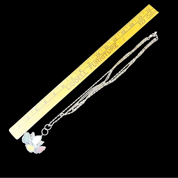 Citrine Sea Glass & Broken China Artisan Pendant Vintage Triple Chain Necklace - Picture 13 of 16